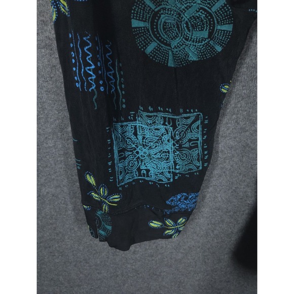 Vtg Vikki Vi Womens 2X Slinky Knit Blouse Black Fish Print Button‎ Front 90s Y2K - Picture 6 of 12